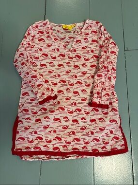 Roller rabbit Red and White Whale Print Tunic girls size 8